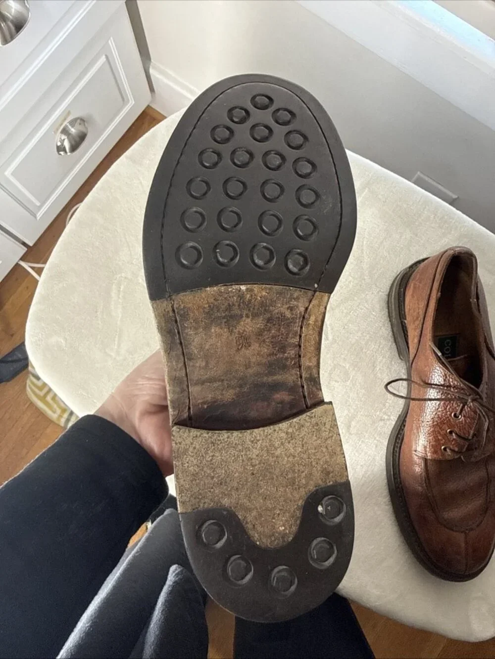 COLE HAAN Sz. 9.5 D Brown Cognac Leather Men's Oxford Shoes Lace Vintage Nice